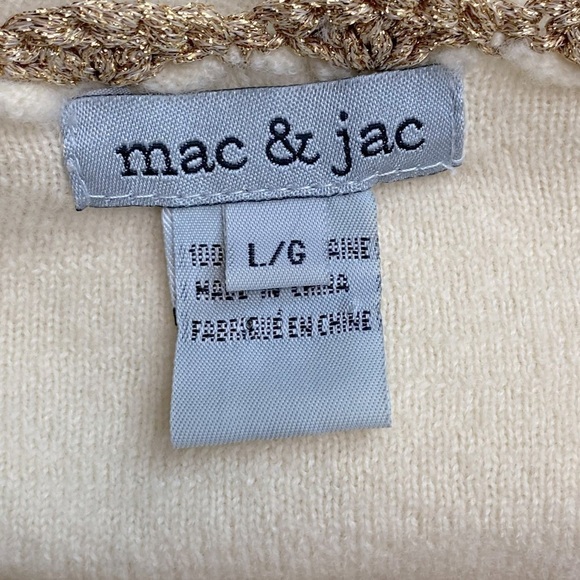 Mac & Jac Ivory Wool Cardigan With Gold  Decorations And Trim L - Picture 3 of 16